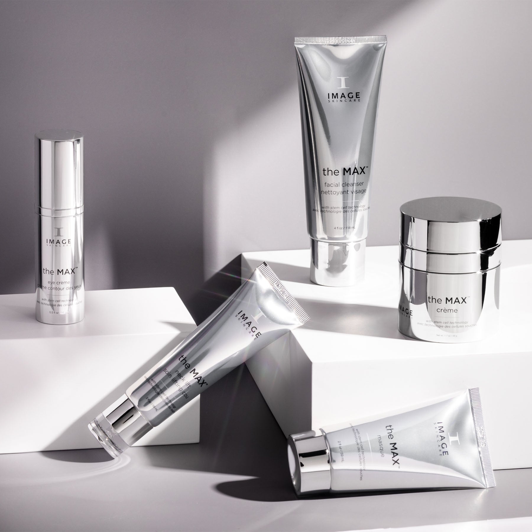 Full MAX product collection on grey background