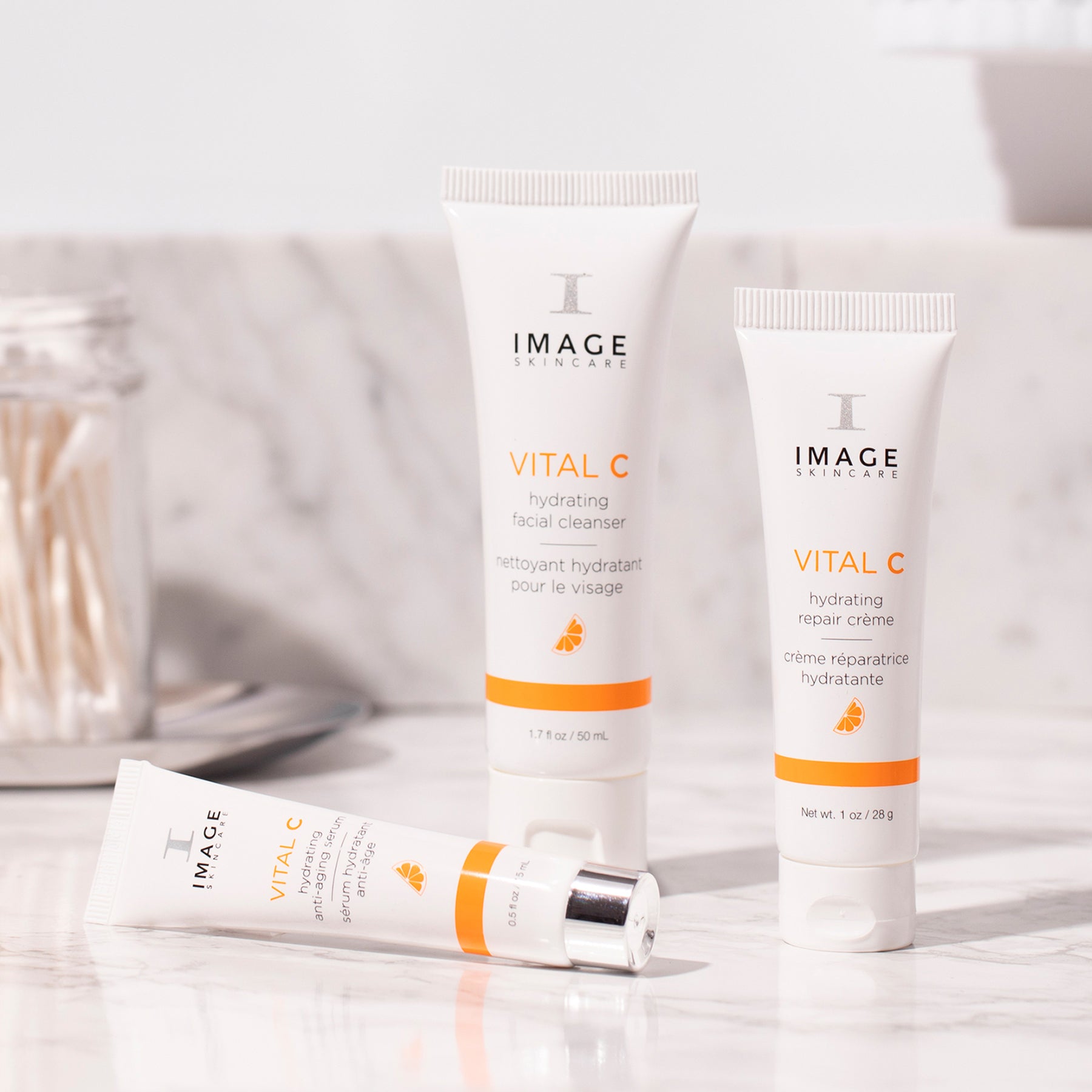 3 kit products on bathroom counter
