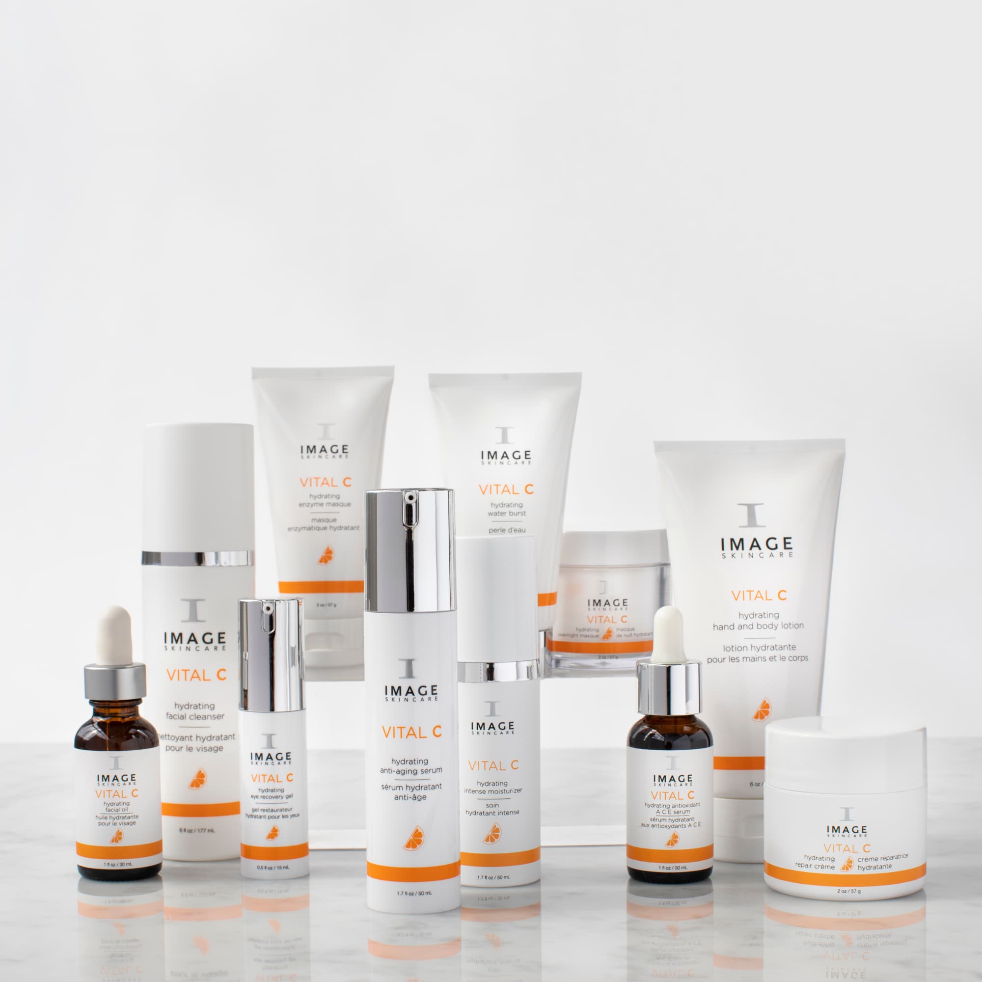 VITAL C products collection shot on white background